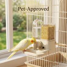 2-In-1 Automatic Bird Feeder & Waterer (Cage Version), Hanging Style Parrot Food & Water Dispenser Set (Includes Perch), Suitable For Cockatiel, Parakeet, Lovebird, Canary And Other Caged Birds - one-size - View 1