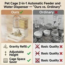 2-In-1 Automatic Bird Feeder & Waterer (Cage Version), Hanging Style Parrot Food & Water Dispenser Set (Includes Perch), Suitable For Cockatiel, Parakeet, Lovebird, Canary And Other Caged Birds - one-size - View 6