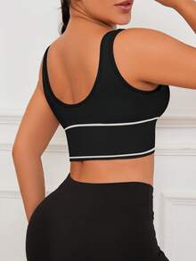 3pcs/Set Plus Size Women EssElegance Wireless Padded Sports Bra, Supportive High Elasticity Yoga & Running Bra - Multicolor - View 8