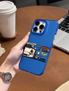 1pc Ins Style Blue Racing Car #21 Shockproof Soft Phone Case, All-Inclusive Protection Cover, Unique American Street Style, Best Gift Choice, Compatible With IPhone 17/17Pro/17ProMax/16/11/16Plus/16ProMax/16e/15ProMax/13/14/12/14ProMax/12ProMax/13ProMax/12Pro/13Pro/14Pro - Blue Frames, Translucent Sand Blue - View 3