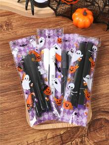100 túi kẹo Halloween trong suốt, túi quà Halloween hình bí ngô ma, túi kẹo tiệc Halloween, đồ dùng tiệc Halloween, trang trí phân phát kẹo Halloween, túi đóng gói quà tiệc Halloween, túi trang trí kẹo dẻo Halloween, túi đóng gói kẹo hồ lô Halloween, túi đóng gói thực phẩm trong suốt Halloween, túi nướng bánh quy Halloween, túi quà tặng tiệc Halloween, quà tặng Halloween - Con ma dễ thương - Xem 5