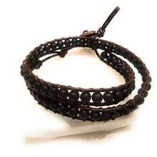 Infinityee888 Lava 2 pulseras envolventes y gargantilla de piel tela 2 en 1, pulsera de hombre y mujer, 33 cm, Piedra - como en la imagen - Ver 8