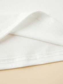 Camiseta de cuello redondo sencilla con estampado de letras para uso diario - Blanco - Ver 5