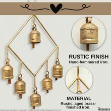 Handmade Rustic 6 Bells Hanging Wind Chime U2013 Vintage Cow Bells On Metal Frame, Boho Farmhouse Wall Hanging, Wind Chime For Home, Patio, Garden &Amp; Christmas Décor - White - View 4