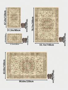 1pc Green & Brown Vintage Bohemian Style Living Room Rug. Suitable For Kitchen, Dining Room, Bedroom, Room Holiday Decor, Indoor/Outdoor, Office, Lobby, Anti-Slip Doormat, Bathroom Rug, Hallway, Study, Gaming Area Rug. - Olive Green - View 5