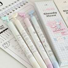 [Back To School]4Pcs/2Pcs/1pc Cloudy Meow Cat Gel Pens, Rotating Angel Wing Top, 0.5mm Black Ink, Cute Kawaii Cartoon Retractable Pens, Aesthetic School Supplies For Students - Cloud Cat Powder - View 13