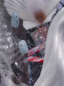 1件 5D金屬彩色魚美甲貼紙，夢幻可愛魚與星海美甲裝飾，自黏式美甲貼 - 彩色 - 查看 6