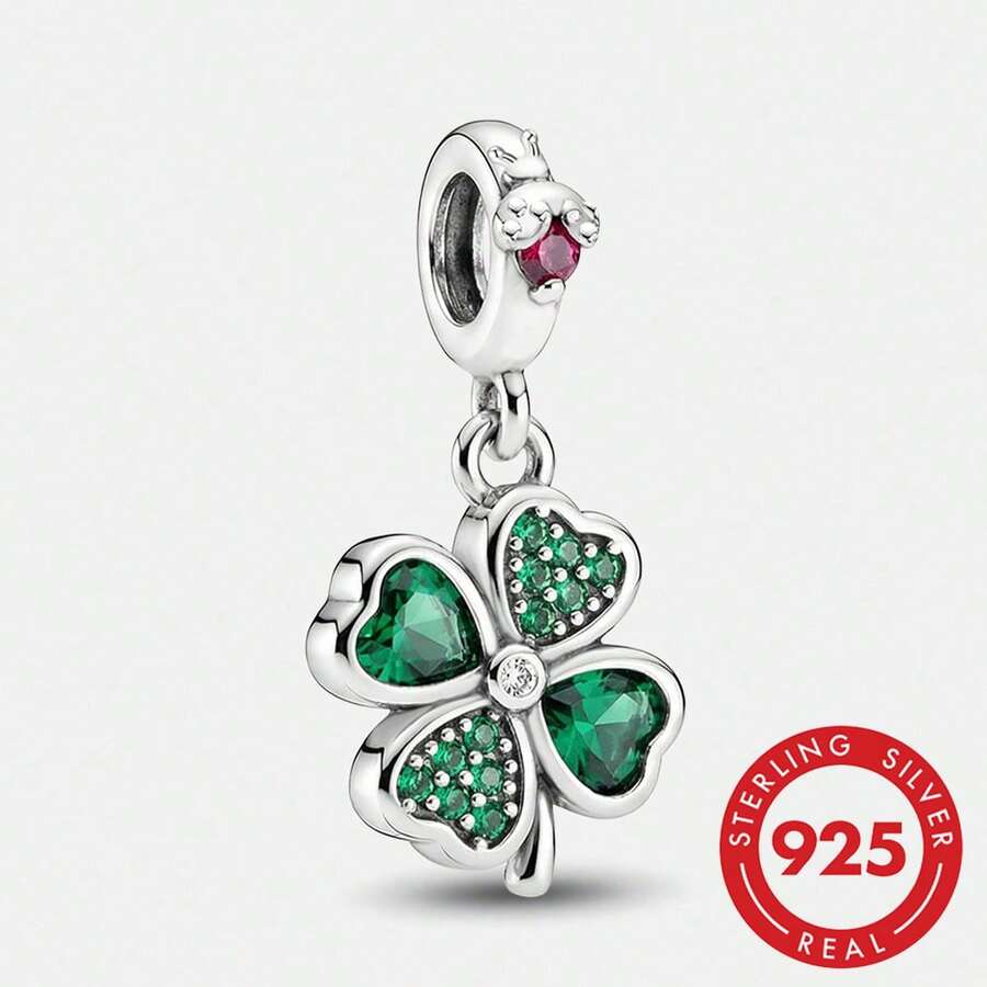 1 chiếc mặt dây chuyền hình cỏ bốn lá bằng bạc sterling 925 thời trang, phù hợp để làm vòng tay, lắc tay cho nữ, tự làm trang sức và trang trí trang sức hàng ngày cho các cô gái. - Kiểu 2 - Xem 1