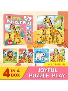 beartale 36pcs 4-In-1 Halloween Cartoon Puzzle Game Set, Includes Pumpkin, Ghost, Bat Patterns, Suitable For Early Childhood Education, Develop Concentration, Creativity And Logical Thinking, Montessori Toy, School Supplies, Puzzle Gift, Teaching Aid, Early Education Toy, Classroom Toy, Student, Toddler Learning Activity, Children Birthday Gift, Halloween Party Gift, Holiday Home Decor - Multicolor - View 14