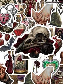 50Pcs Dark Victorian Gothic Stickers, Vintage Occult Decals For Daily Accessories, Desk Decor, Laptop, Water Bottle, Party Favors & Gifting, Back To School - Multicolor - View 8