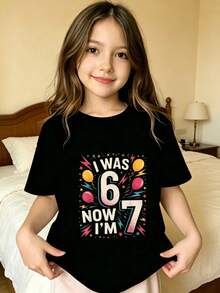 Colorful Numbers And Stars Design Printed T-Shirt For Kids - Apricot - View 7