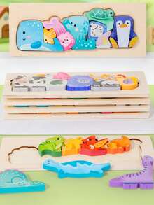 Wooden Children's Stereoscopic Puzzle Building Blocks, Parenting Toy, Educational Gifts For Boys & Girls - Multicolor - View 5