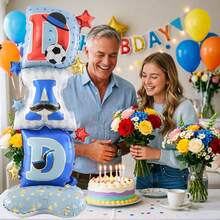 59.09 Inch Giant Standing Father's Day Balloon Decoration Set, "DAD" Letter Balloons, Suitable For Father's Day Party, Birthday, Family Gathering Decoration, With Hat And Tie Creative Design, Creating A Warm And Fun Holiday Atmosphere. - Multicolor - View 4
