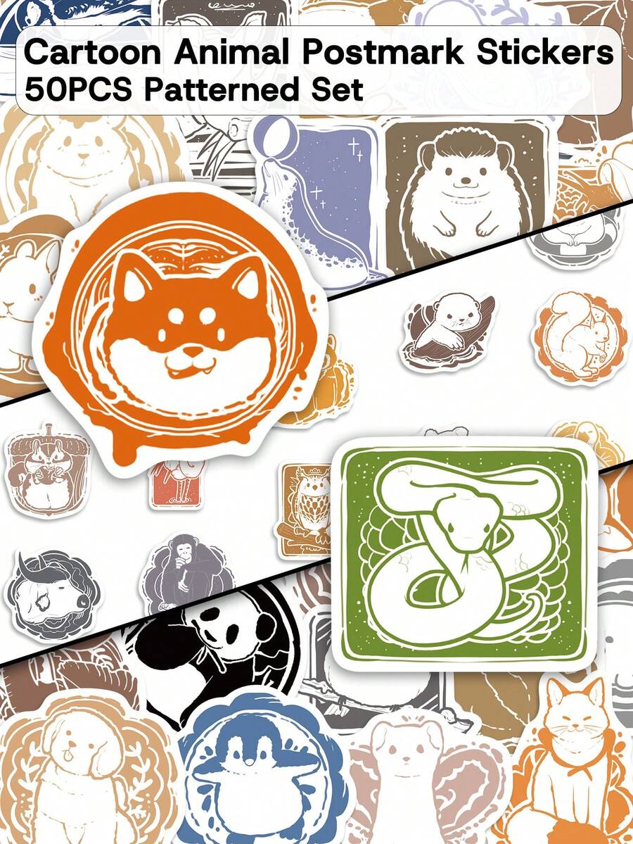 50 Stücke Cartoon Tier Poststempel Aufkleber - und süße Designs - perfekt für Wasserflaschen, Handyhüllen, Scrapbooks, Aufbewahrungsboxen, Skateboards, Laptops und Koffer - lustige Geschenke - Verschiedenfarbig - Übersicht 1