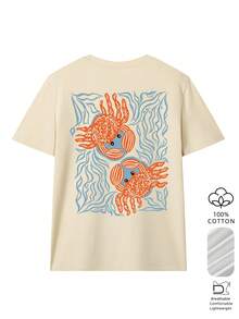 Damen Kurzarm T-Shirt, Rundhals, "Sei still und wisse" Bibelvers Berglandschaft Muster, Alltagskleidung, Kirchliche Ausflüge Lässig Sommer - Aprikosenfarben - Übersicht 2