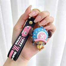 MINISO One Piece 喬巴 3D 動漫公仔，高級啞光 PVC 鑰匙圈附黑色掛繩，高級背包吊飾，Y2K 風格 Airpods 保護殼裝飾，耳機盒吊飾，手提包飾品，動漫迷禮物 - 樣式 1 - 查看 1