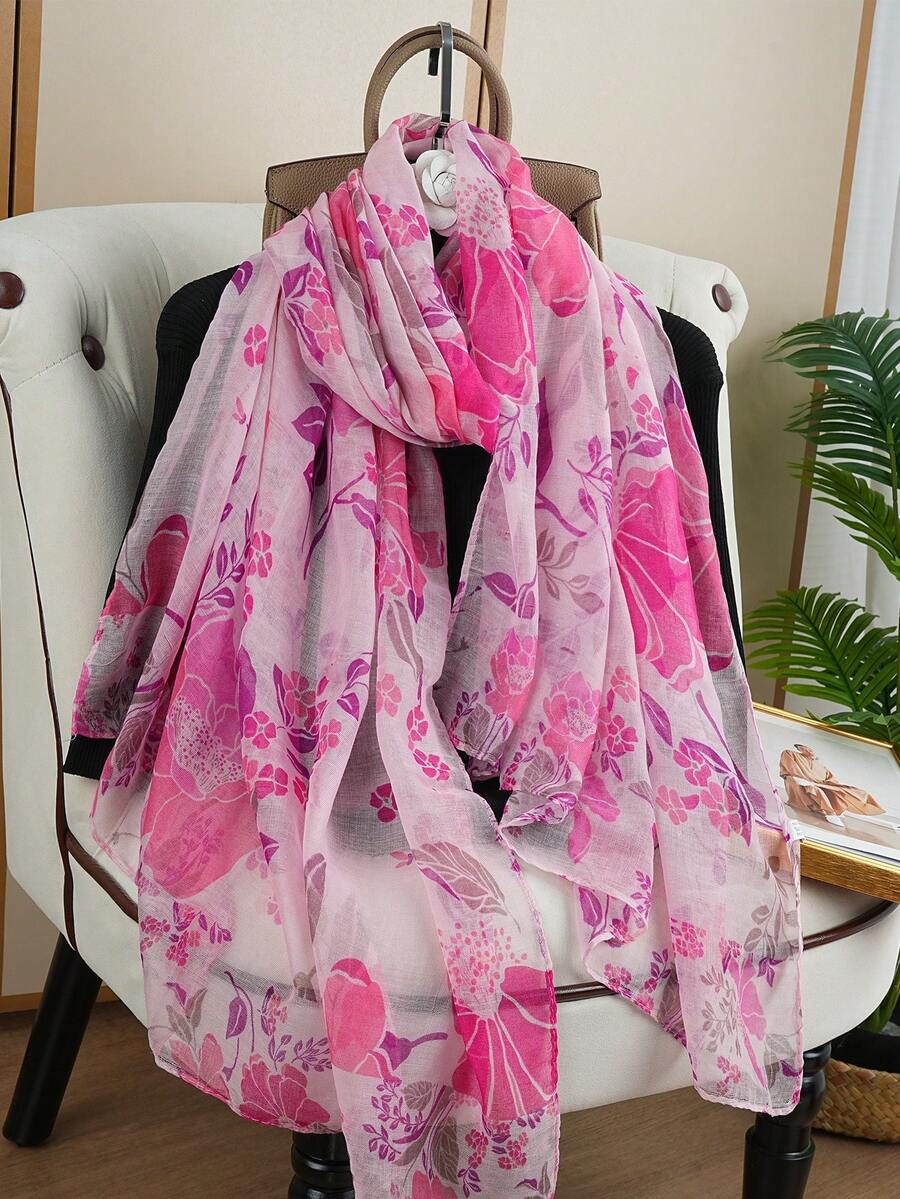 1pc Luxury 80*180CM Travel Scarf, Outdoor Fashionable Long Shawl, Stylish Headscarf, New Printed Shawl For Women, Versatile Scarf For All Seasons - Multicolor - View 1
