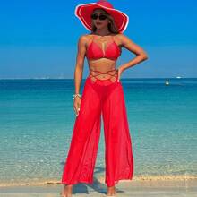 New 2026 Swimsuits For Adult Women, Three-Piece Hot Spring Bathing Suit, Bikini Bathing Suit. - 紅色套裝 - 查看 12