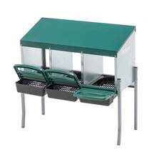 Hönsholkar med 3 holkar och ben, inklusive lock för utomhusbruk (hönshus/fjäderfägård), färg: grön - Visa 7
