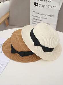 2pcs Kids Sun Hat, Girls Summer Straw Hat With Coin Purse, Baby Large Brim Sunhat, Bucket Hat - 1PC - View 7