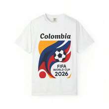 Classic Colombia World Cup 2026 Football Shirt - Unisex Vintage Urban Style, Cotton, Short Sleeve, Round Neck, Women's T-Shirts. Blouses. Casual Blouses For Ladies. - 白色 10 - 查看 1