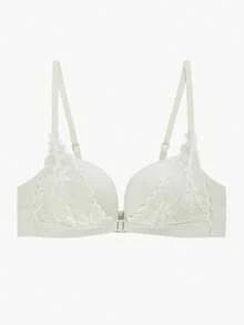 Women's Green Lightly Padded Front Closure Wireless Bra With Sexy Back Design, Suitable For Small Bust - Mint Green - View 8