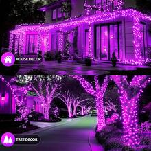 loyyz 戶外 LED 太陽能串燈，200LED/100LED/50LED/20LED 仙女串燈 8 種模式，IPX4，LED 節慶裝飾適用於樹木、庭院、花園和派對，假日屋頂裝飾、婚禮、聖誕樹裝飾 - 紫色的 - 查看 5