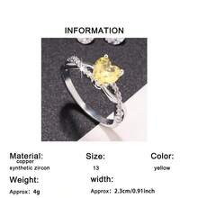 1件優雅精緻閃耀浪漫心形立方鋯石女戒，閃耀十二款誕生石，適合情人節、生日、週年紀念、生日禮物，適用於婚禮、訂婚、求婚 - 黃色 - 查看 6