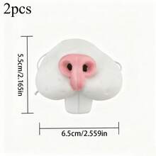 3PCS White And Pink Rabbit Costume Accessory Set, Rabbit Nose Mask, Plush Rabbit Ear Headband And Bow Tie Collar, Cute Animal Cosplay Outfit For Easter, Halloween, Holiday Party, Anime Convention, Kawaii Animal Core Fashion - Multicolor - View 3