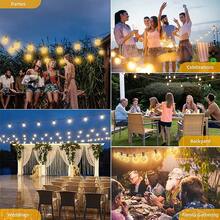 10/20/32ft Solar String Lights Outdoor With Remote Control, G40 Globe Solar Patio Lights With LED Shatterproof Bulbs, Dimmable Outdoor Backyard Party, Camping, Solar Hanging Balcony Backyard Coffee Garden Easter 1200mAh - Solar-powered - View 10