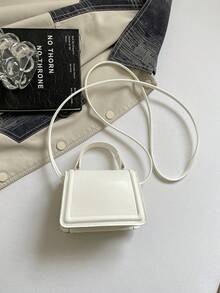 1 pieza Este bolso cuadrado de unicolor, con un aspecto dulce y elegante, presenta un diseño único adecuado para diversas ocasiones. Versátil y polivalente, es perfecto para actividades al aire libre, juegos, ir y venir, y talla grande, convirtiéndolo en un regalo perfecto para adolescentes. - Multicolor - Ver 8