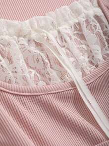 Camiseta de manga corta con bloques de color para mujer, Tops cortos para mujer, Tops lindos para mujer - Rosa - Ver 6