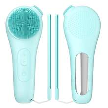 [Mosnami] Cleansing Brush, Rechargeable Silicone Face Scrubber With Nose Brush & Lanyard, Vibrating And Heating Cleansing Massager, Deep Cleansing Waterproof Face Brush Men And Women - 綠色 - 查看 2