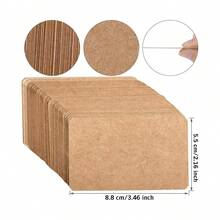 100 lembar Kartu Nama Kertas Kraft Kosong Ukuran 3,54"X2", Label Kertas Catatan Pesan Kata-kata, Hadiah Festival Karton Kerajinan Mini - Kertas kraft - View 4