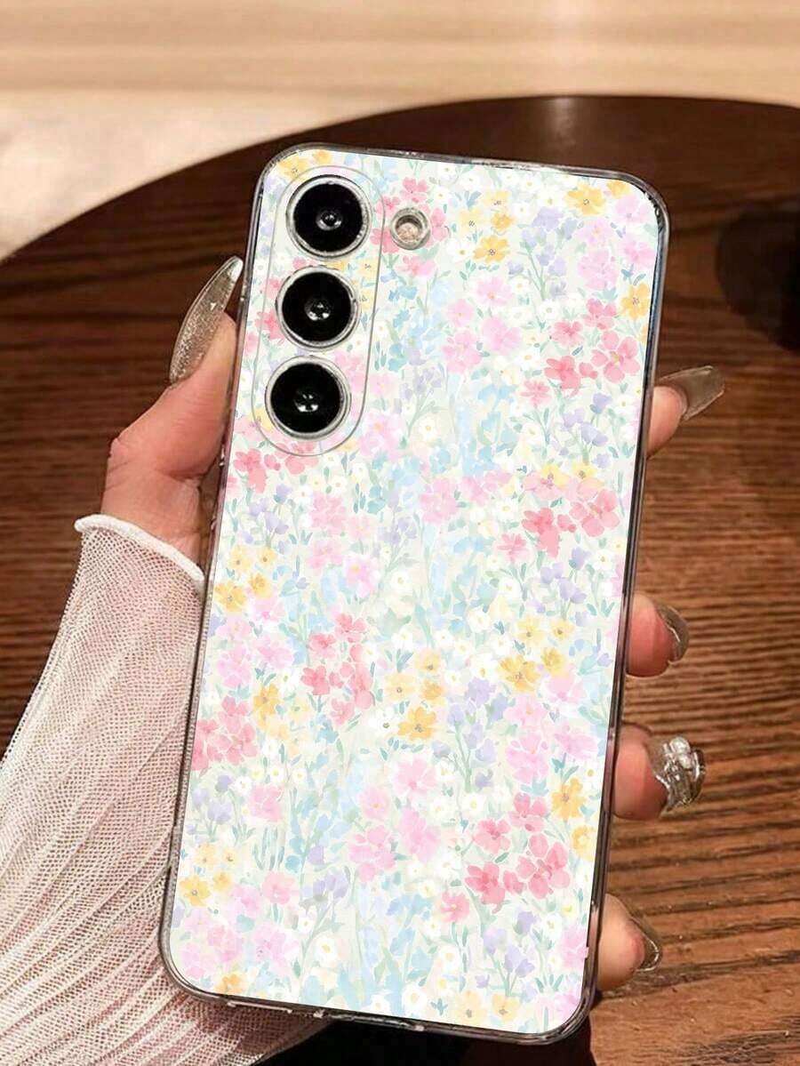 1 pieza Funda de teléfono suave con diseño de flor de tulipán de moda, compatible con Huawei, Honor, Galaxy, 12T, 13T - transparente 2 - Ver 1