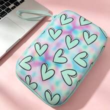 1pc Large Capacity High-Quality Heart Pattern EVA Hard Case Storage Bag, Shockproof And Scratch-Resistant, Suitable For Earphones, Power Banks, Cables, Chargers, Cameras And Other Digital Accessories, Essential For Students And Commuters - Multicolor - View 13