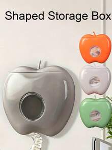 1 pieza Caja de almacenamiento con forma de manzana, Caja de almacenamiento de bolsas con forma de manzana montada en la pared que ahorra espacio | Organizador de empaque de plástico de grado no apto para contacto con alimentos, adecuado para accesorios de almacenamiento de cocina y baño; Estante contenedor de bolsas para mantener la frescura/bolsas de plástico - Multicolor - Ver 1