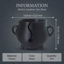 Crochet Yarn Bowl, Black Crucible Shaped Yarn Organizer Box With Handle, Yarn Guide Slot For Smooth Feeding, Knitting Accessory - A - View 9