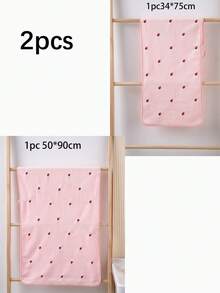 Coral Fleece Embroidered Strawberry Small Towel, Microfiber Solid Color Embroidered Strawberry Bath Towel, Strawberry Towel, Microfiber Solid Color Embroidered Strawberry Bath Towel Or Towel, Couple Style Home Hand Towel, Bath Towel, Soft Skin-Friendly Bathroom Towel, Bathroom Supplies - Pink - View 15