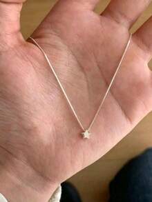 1pc Women's Fashionable Pentagram Pendant Necklace, Daily Wear - Silver - View 3