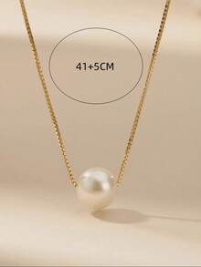 Necklace With Synthetic Pearl - 金黃色 - 查看 5