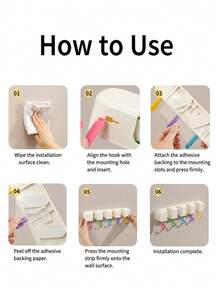 1 Set Dopamine Color Mop Holder, Wall Mounted Mop And Broom Storage Rack, No Drilling Installation, Bathroom Hanger, Multipurpose Hanging Organizer Suitable For Home, Bathroom, Garage - Great For Mops, Brooms And Long-Handle Tools - Durable Plastic Material - Multicolor - View 10