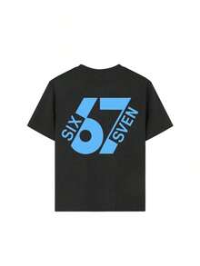 Summer Short-Sleeved T-Shirt For Boys, "67" With A Fun Digital Design. Suitable For Casual Wear, School, And Everyday Wear. - Hitam - View 5