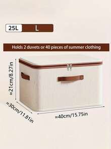 Foldable Linen Fabric Storage Box With Zipper Lid, Washable, For Closet, Shelves, Laundry Organization, With Handle (Beige) - Minimalist Style, Hand Washable, Collapsible, Under Bed Storage Bin, Bedroom Essential - Beige - View 26