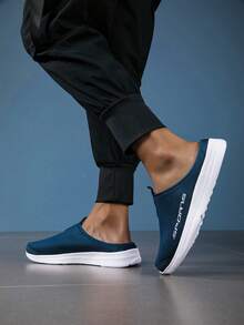 Sommer Casual Slip-On Sneaker, atmungsaktive Mesh Mule Schuhe, unisex rückenfrei Sandalen, Cut Out perforierte Pantoffeln - Blau - Übersicht 7