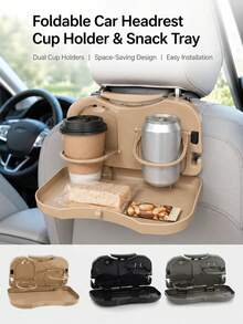 Multifunctional Folding Car Table, Car Seat Back Table And Tray, Car Cup And Beverage Holder, Multifunctional Children's Meal Tray, Car Beverage Holder, Folding Car Laptop Desk - A - View 2