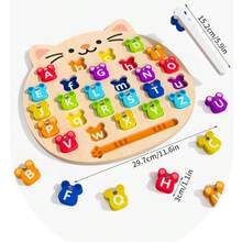 Kids'wooden Magnetic Alphabet Matching Game, A Puzzle With 26 Uppercase And Lowercase Letters. It Helps Develop Color Recognition And Concentration, Perfect As Educational Toys And Birthday Gifts For Preschoolers. - Multicolor - View 8