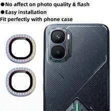 For Infinix GT 50 Pro Camera Lens Protector, 9H Hardness Tempered Glass, Anti-Scratch Anti-Fingerprint Full Coverage HD Clear Lens Cover - Diamond Silver - View 4