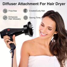 1pc Universal Hair Dryer Diffuser Attachment, Fits 1.4-2.6 Inch Hair Dryers, Suitable For Curly, Thick, Long Hair Women, Black - Black - View 2
