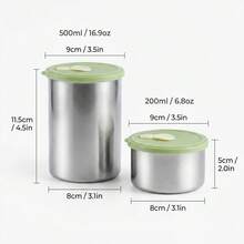 Contenedor de alimentos de acero inoxidable 304, caja sellada apilable para refrigerador para mantener la frescura, caja de almacenamiento de frutas, verduras y carne con tapa, caja de conservación de alimentos de gran capacidad, adecuada para el almacenamiento y organización de alimentos en la cocina - Multicolor - Ver 18